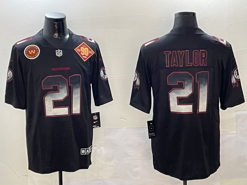 Men Washington Redskins #21 Taylor Black Nike Smoke Fashion 2024 Limited NFL Jersey style 4